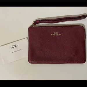Coach Dark Red Leather Wristlet
